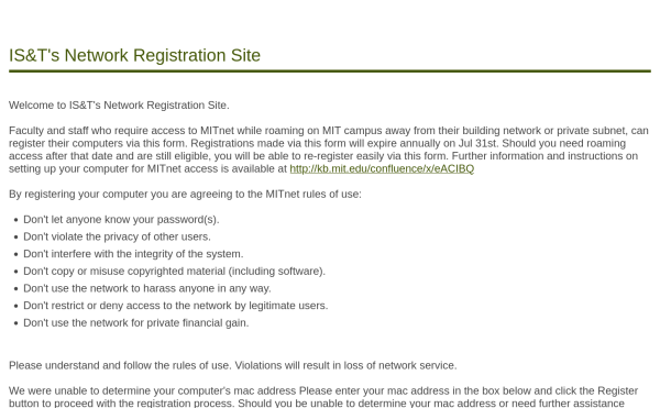 Register your MAC Address register